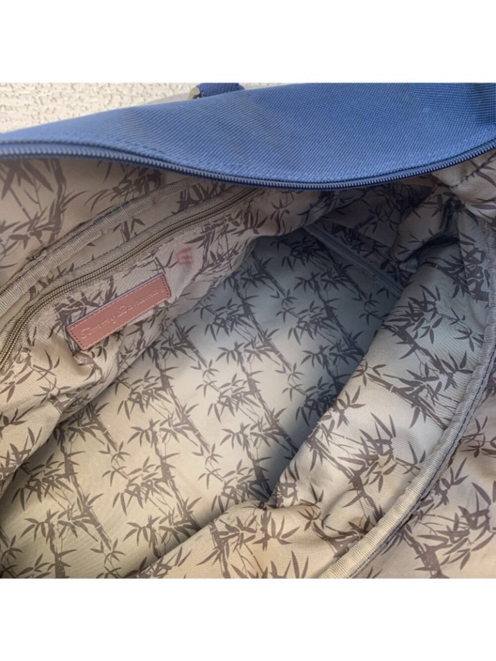 Tommy Bahama Mojito Blue Canvas Duffle Travel Bag Basketweave Trim Large - Picture 8 of 12